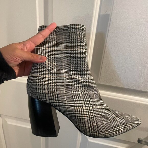Jeffery Campbell Plaid Side Zip Pointed Toe Heeled Ankle Boots Women's 6 - Picture 4 of 5